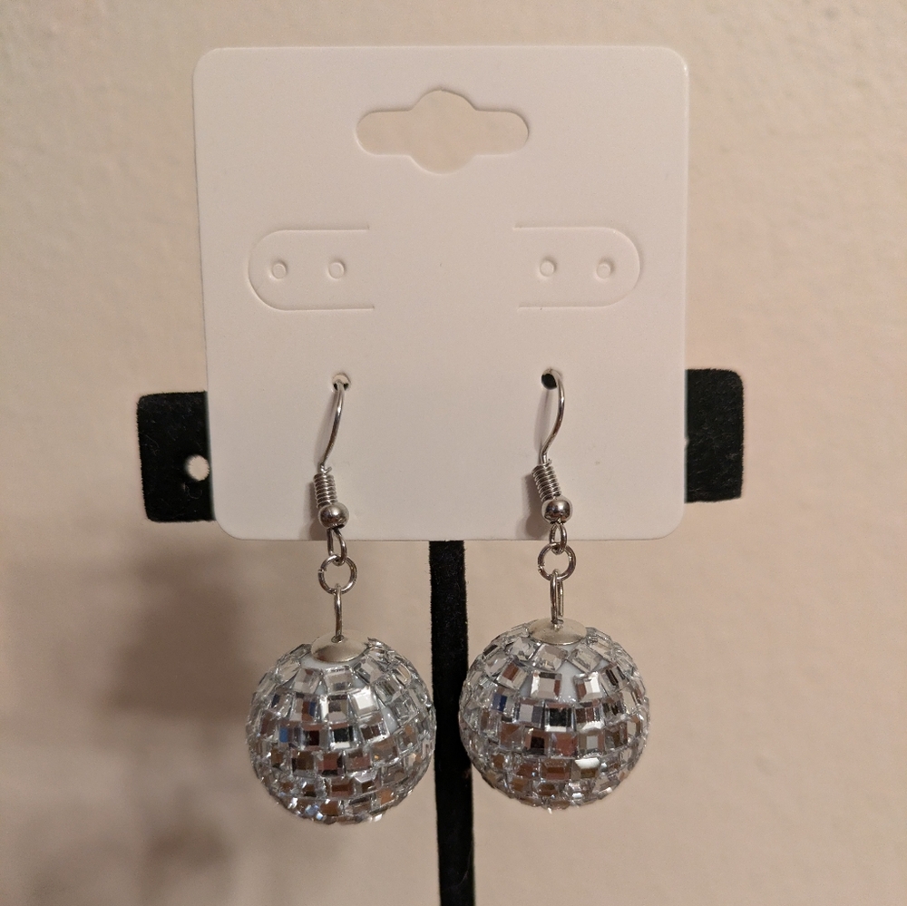 🎄BOGO FREE🎄Handmade Silver Disco Ball Earrings